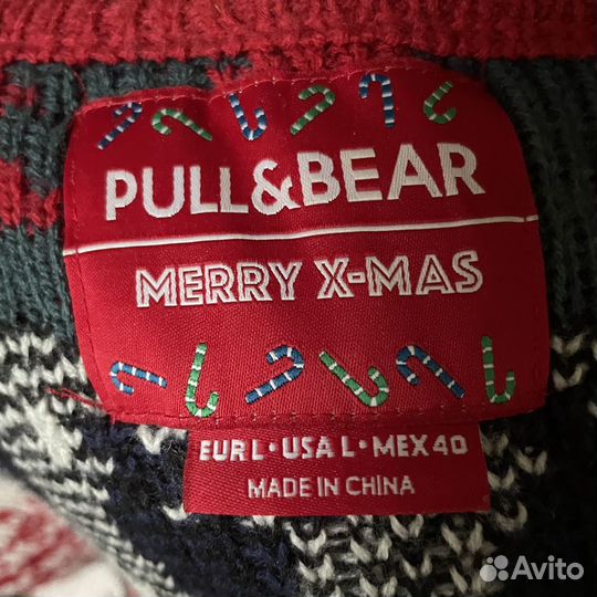 Свитер яркий новогодний мужской Pull&Bear L