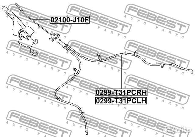Трос ручного тормоза левый