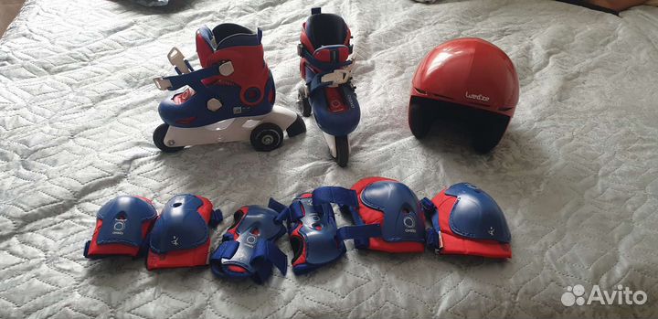 Роликовые коньки детские 26-28 + защита