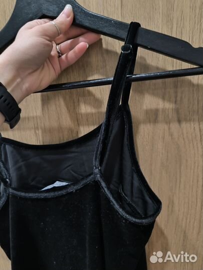 Сорочка платье чёрное бархат S