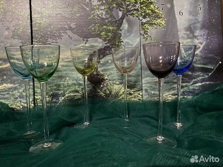 Фужеры,рюмки цветное стекло Стрый