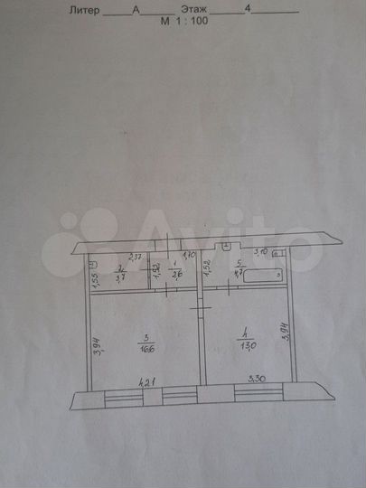 2-к. квартира, 40,6 м², 4/5 эт.