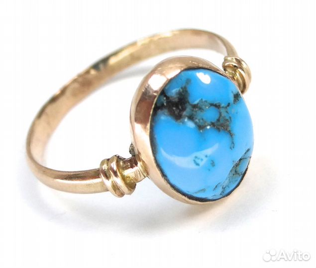 Антикварное золотое кольцо 56 пробы с бирюзой