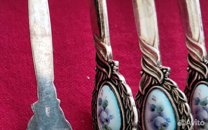 Чайный сервиз с ложечками мельхиор+ подсвечники