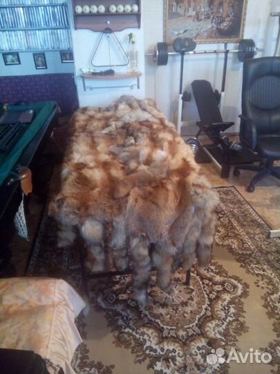 Плед. Меховое покрывало из лисы Рыжей