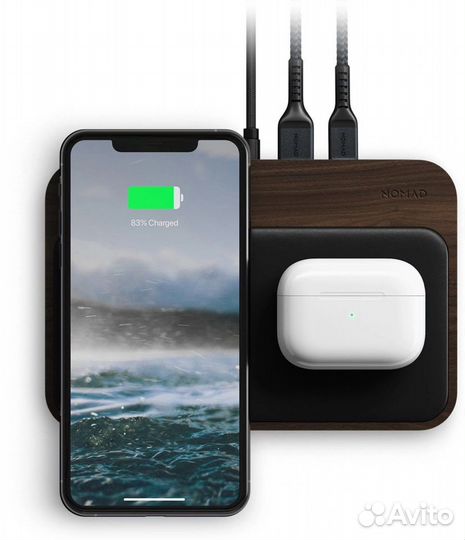 Станция беспроводной зарядки Nomad кожа/дерево