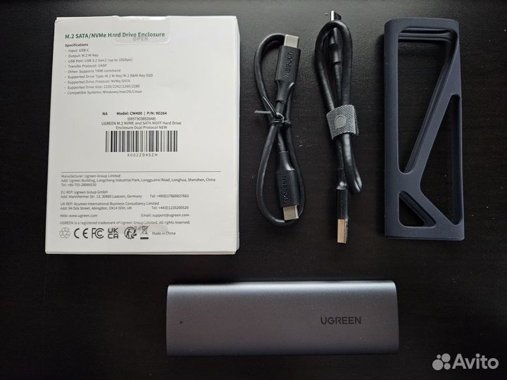 Внешний корпус (бокс, кейс) для SSD M2 ugreen 10Gb