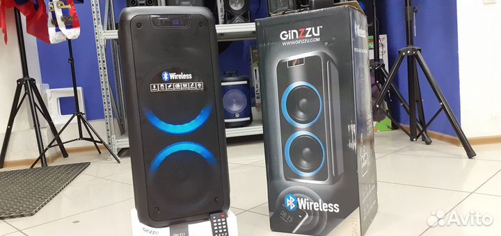 Колонка Ginzzu + сабвуфер 200вт 65см Rgb подсветка