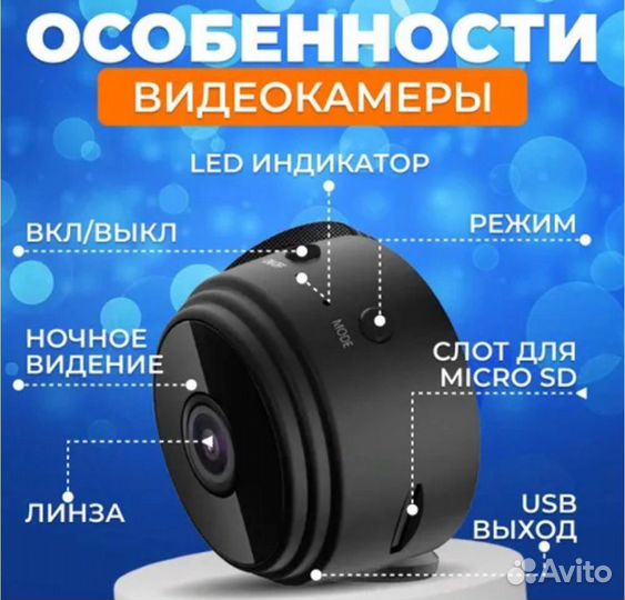 Камера видеонаблюдения wifi мини