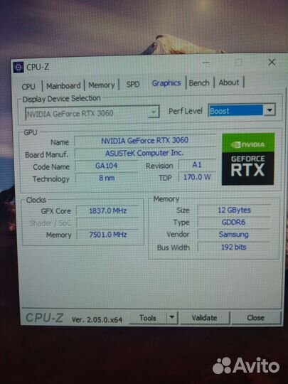 Видеокарта Asus RTX 3060 12gb Dual OC