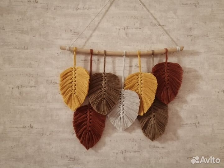 Макраме панно листья