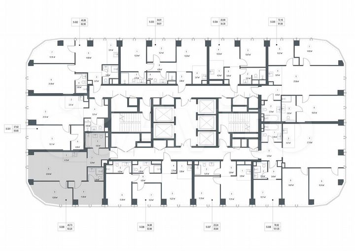 2-к. квартира, 63,2 м², 37/57 эт.