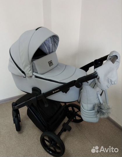 Коляска Adamex porto deluxe 3в1 цвет голубой
