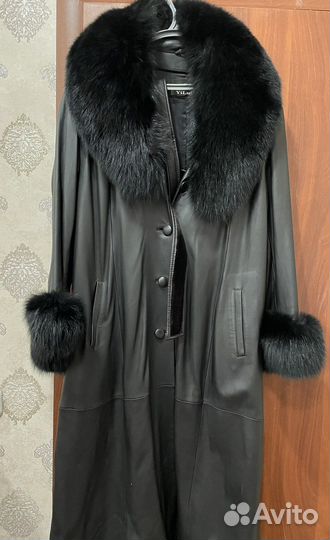 Плащ из натуральной кожи и меха 52-54