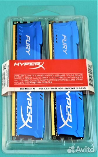 Оперативная Память HyperX Fury DDR3 16gb 1866 м