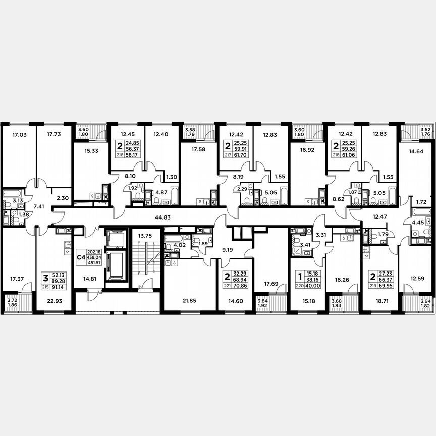 2-к. квартира, 59,4 м², 10/14 эт.