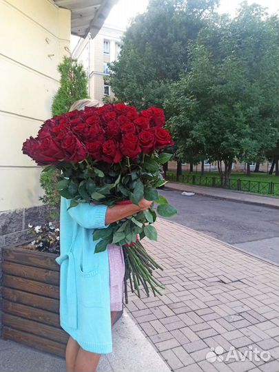 Высокие розы 40-100см.Букет 51 Эквадор.Гигант розы