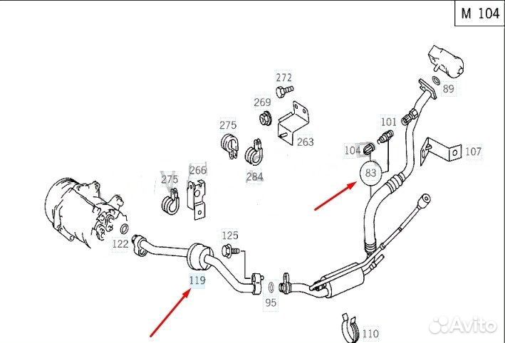 Трубка кондиционера Mercedes V W638 104.900 2.8L