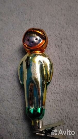 Елочные игрушки СССР космонавт на прищепке