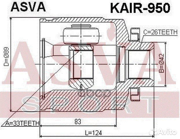 ШРУС внутренний правый 33x42x26 kair-950 asva