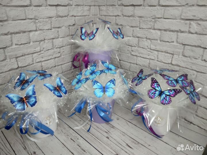 Букет из бабочек,светящиеся букеты из бабочек