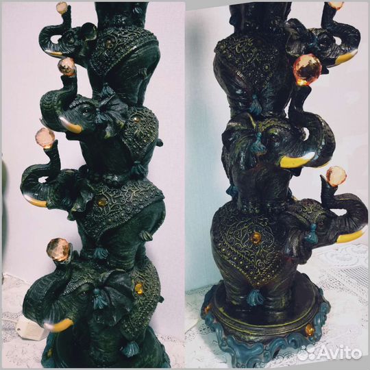 Лампа настольная, слоны