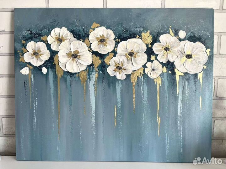 Картина интерьерная акрилом объёмная с цветами