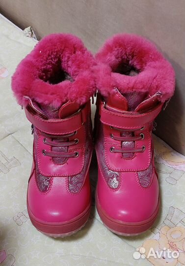 Зимние сапожки для девочки 30, Кожа,нат.мех