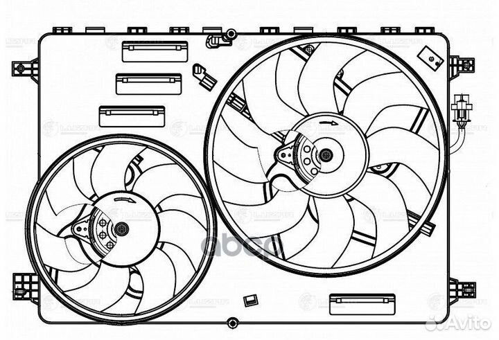 Э/вентиляторы охл. c кожухом (2 вент.) для а/м
