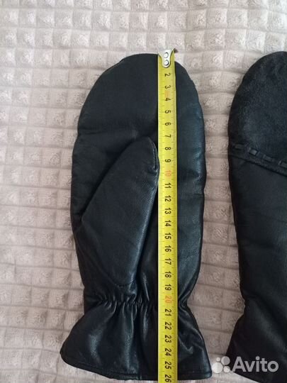 Зимние кожаные варежки мужские женские