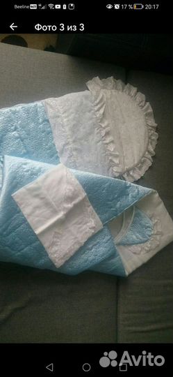 Конверт, одеяло, уголок и шапочка на выписку