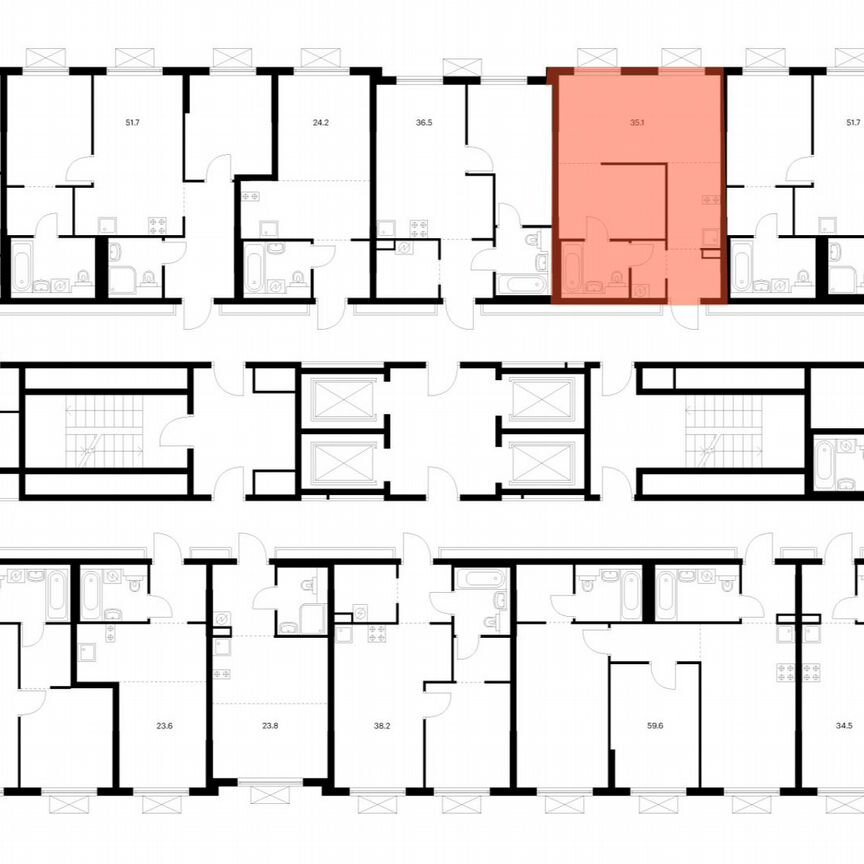 1-к. квартира, 35,1 м², 21/25 эт.