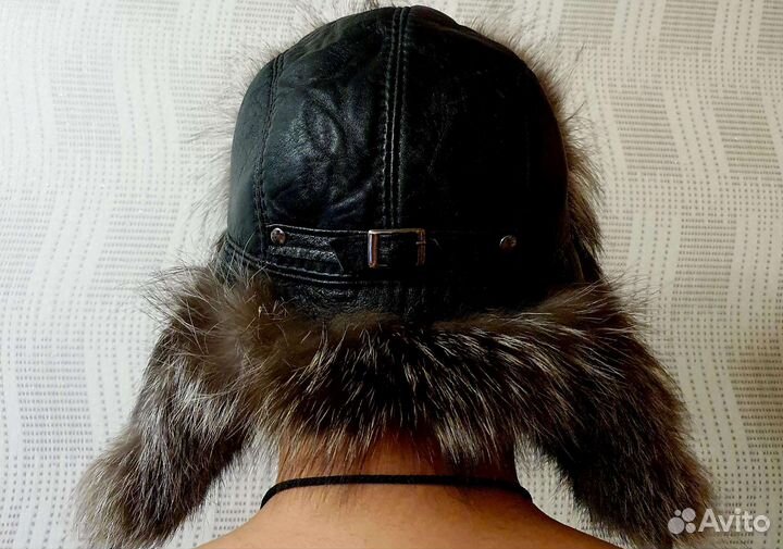 Шапка натуральная кожа, натуральный мех
