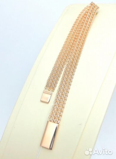 Золотой браслет Тройной бисмарк, полновесный, замок коробочка, длина 18 см, вес 7,28 г*