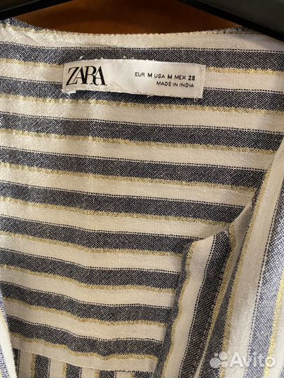 Женская льняная рубашка zara, размер М