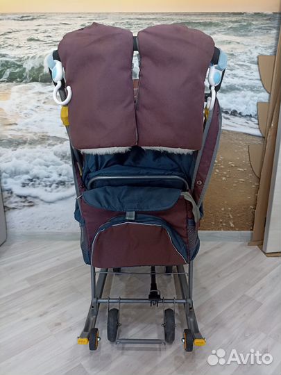 Детские санки коляска Ника 7.2 на колёсах Б/У