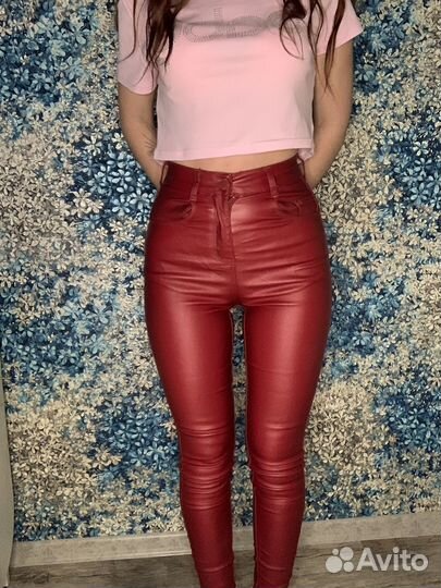 Кожаные джинсы женские