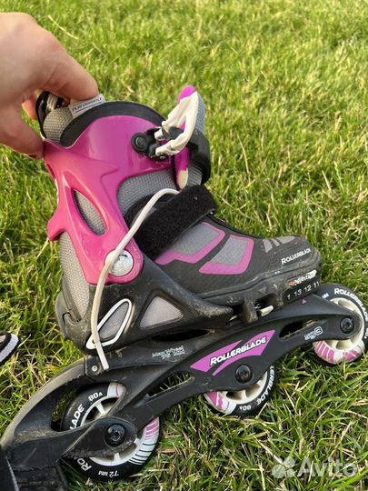 Коньки роликовые RollerBlade, шлем и защита