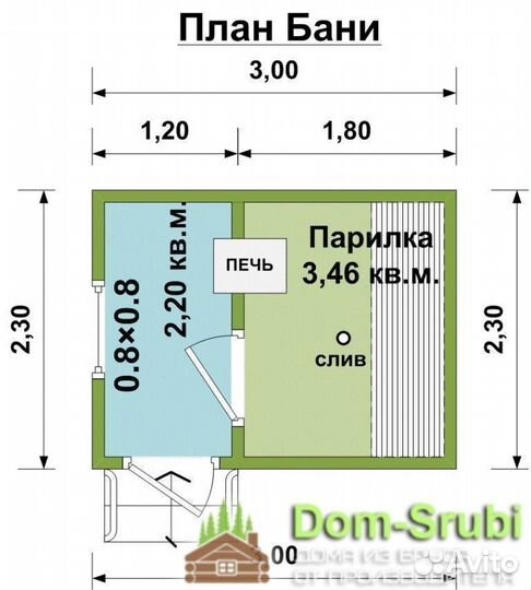 Мещовск. Мобильная баня из бруса бм-1 (2.30х3)