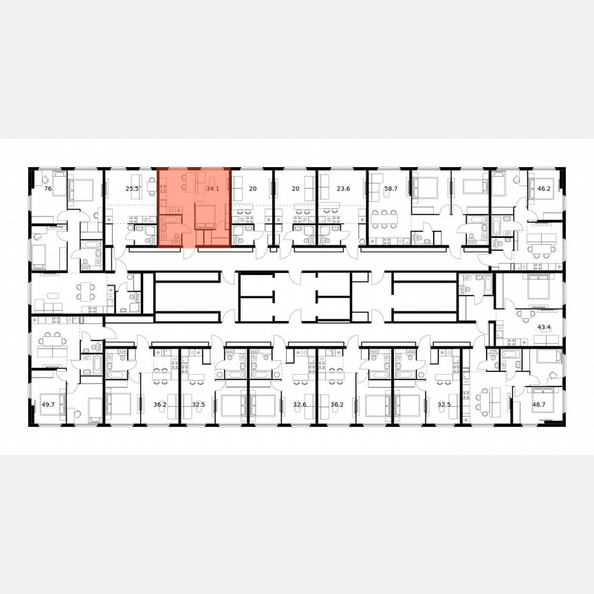 1-к. квартира, 34,1 м², 16/25 эт.