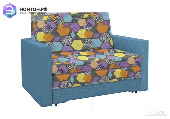Диван выкатной Виктория-5 с узором синий