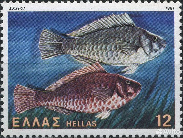 Марки Рыбы, моллюски и бабочки. Греция 1981 г