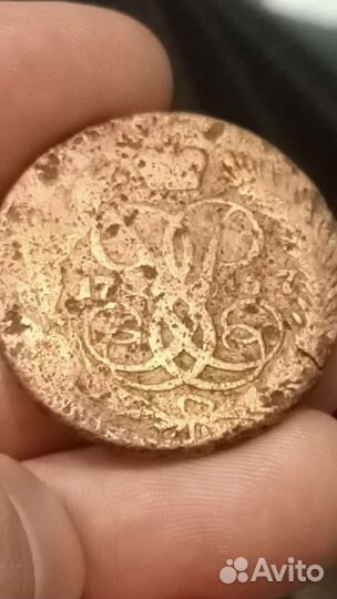 Монета старинная 1757 год Елизавета