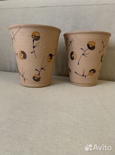 Горшок керамический с ручной росписью