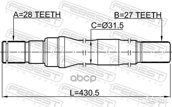 Полуось правая 27X430X28 1212IX35D3AT6 Febest