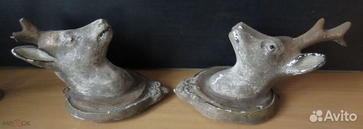 Старинный парный настенный барельеф