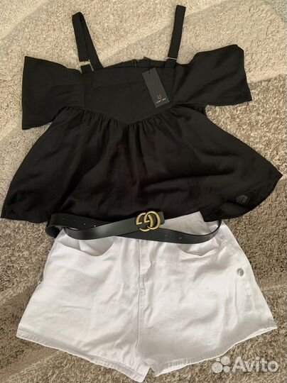 Летние женские вещи и белые босоножки