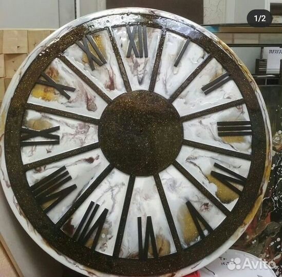 Часы эпоксидная смола Декоративная штукатурка