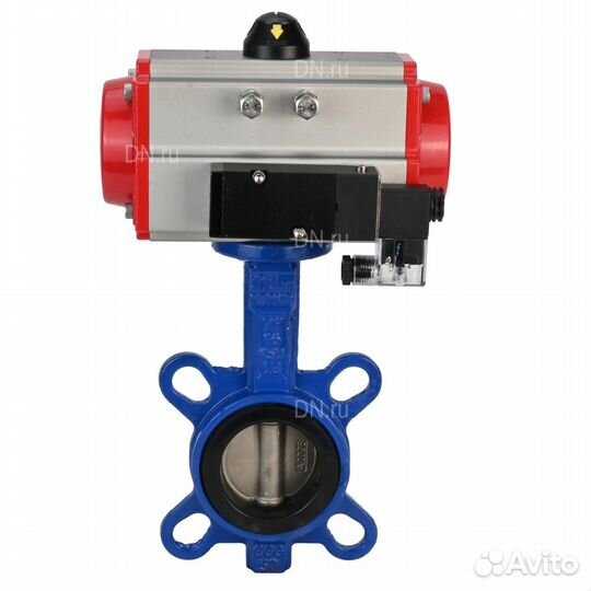 Затвор дисковый поворотный DN.ru GG25-316L-NBR Ду50 Ру16 с пневмоприводом DA-065 двойного действия и