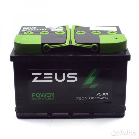 Аккумулятор zeus power 75 Ач о.п. Renault